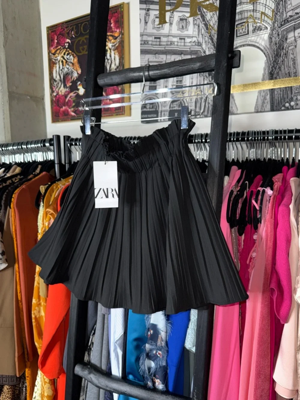 Zara Black Pleated Skort Mini High Waisted Flowy Skirt Womens XS New NWT